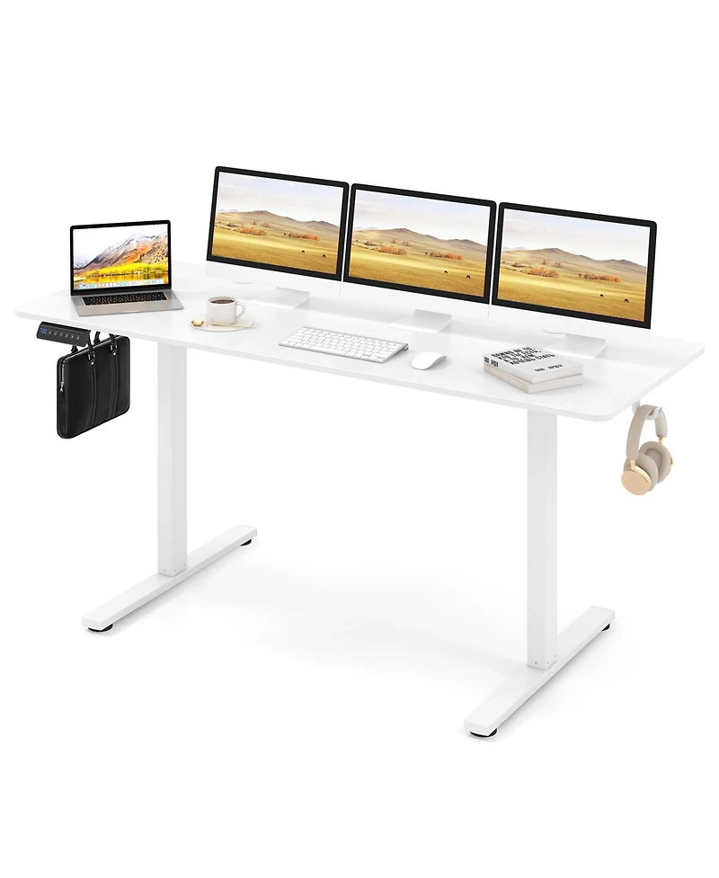 Slickblue Standing Desk with 3 Memory Heights, 2 Hanging Hooks and Cable Management Holes