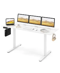 Slickblue Standing Desk with 3 Memory Heights, 2 Hanging Hooks and Cable Management Holes