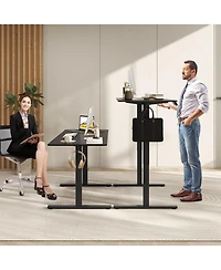 Slickblue Standing Desk with 3 Memory Heights, 2 Hanging Hooks and Cable Management Holes