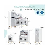 Hongge Kids Kitchen Playset 3 in 1 with Refrigerator and Washing Machine
