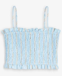 On 34th Women's Linen Blend Smocked Cropped Top, Macy's Exclusive
