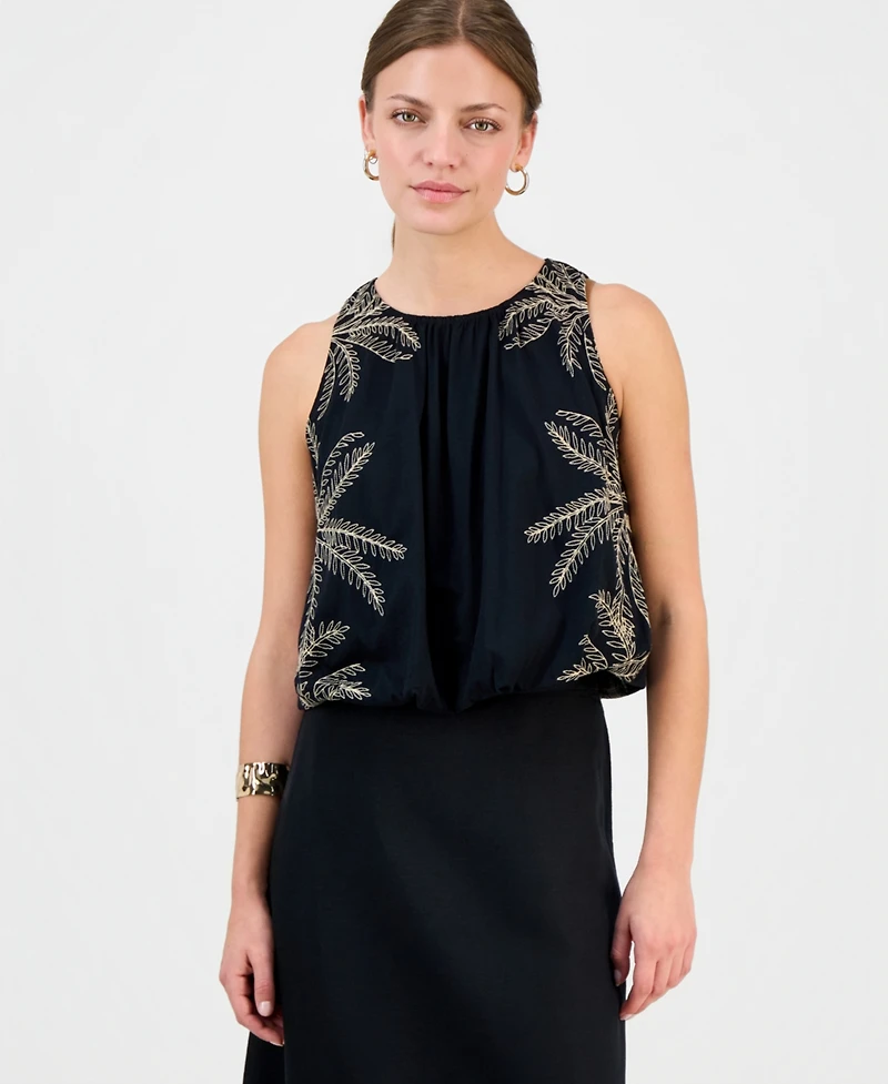I.n.c. International Concepts Petite Cotton Embroidered Cinched Tank Top, Macy's Exclusive