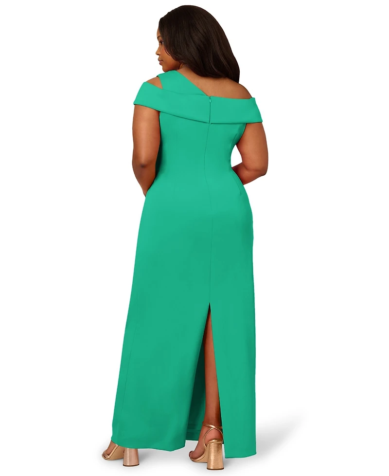 Adrianna Papell Plus Asymmetrical Draped Gown