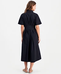 On 34th Women's Pleated Waist Midi Shirtdress, Macy's Exclusive