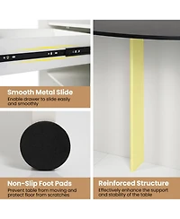 Gouun Modern Reception Counter Desk with Oval Tabletop and Lockable Drawer
