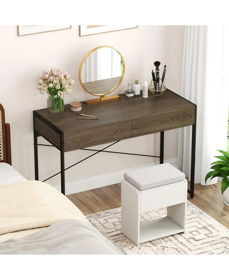 Gouun 44 in Home Office Computer Desk with 2 Drawers and Metal Frame