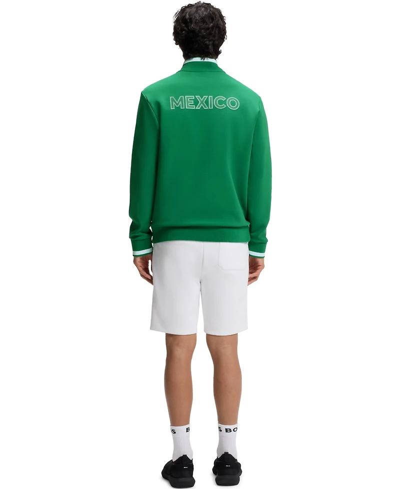 Boss by Hugo Men's Cotton-Blend Mexico Country-Flag Badge Sweatshirt