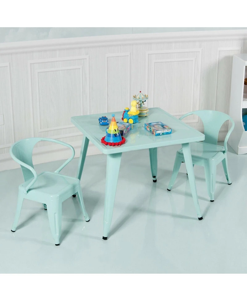 Gouun 27 in Kids Square Steel Activity Table for Playroom and School