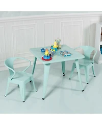 Gouun 27 in Kids Square Steel Activity Table for Playroom and School