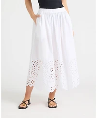 Ellen Tracy Women's Pull-On Maxi Skirt with Eyelet Hem