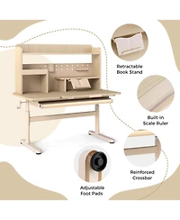 Gouun Height Adjustable Kids Writing Desk with Tilt Desktop and Book Stand