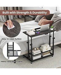 Gouun Mobile Height Adjustable Standing Table with Tilting Tabletop and Shelves