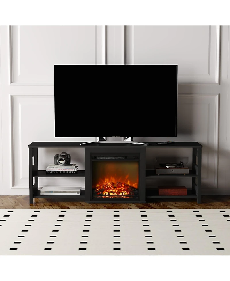 Homlux Fireplace Tv Stand for up to 75" Tv with Storage Shelves