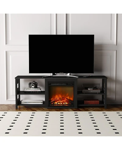 Homlux Fireplace Tv Stand for up to 75" Tv with Storage Shelves