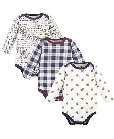 Hudson Baby Cozy Quilted Cotton Long-Sleeve Onesies