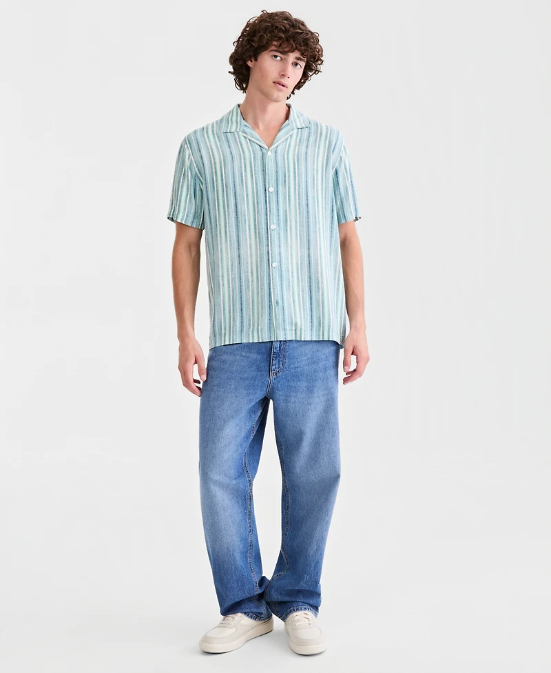 Sun + Stone Men's Beckham Striped Short-Sleeve Camp Shirt, Macy's Exclusive