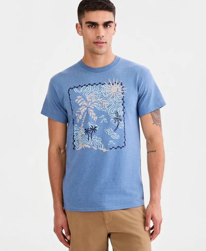 Sun + Stone Men's Cotton Palm Island Graphic T-Shirt, Macy's Exclusive