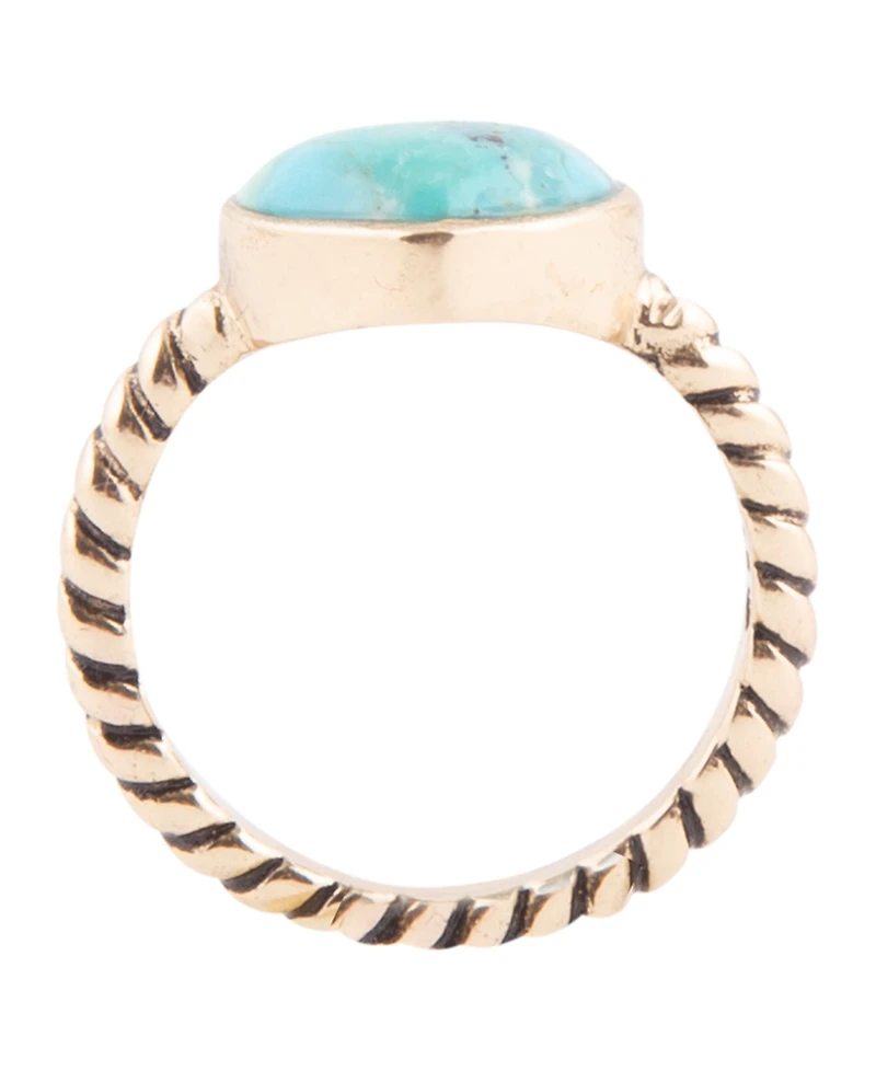 Barse Rope My Heart Blue Turquoise and Golden Ring