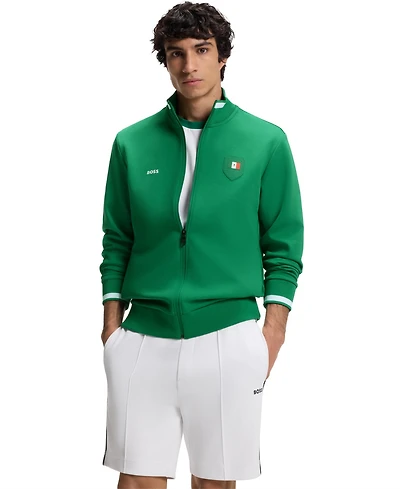 Boss by Hugo Men's Cotton-Blend Mexico Country-Flag Badge Sweatshirt