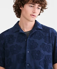 Sun + Stone Men's Textured-Florals Knit Camp Shirt, Macy's Exclusive