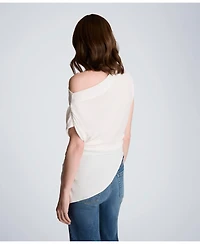 Kenneth Cole Women's Asymmetrical Drape Short-Sleeve Top