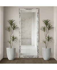 LuxenHome 2-Piece Tall Tapered Round Plastic Planters Set, Mediterranean Gray