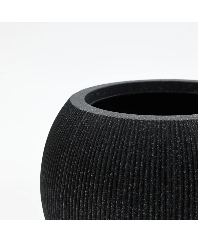 LuxenHome 14.5" Round Bowl Plastic Planter, Mediterranean