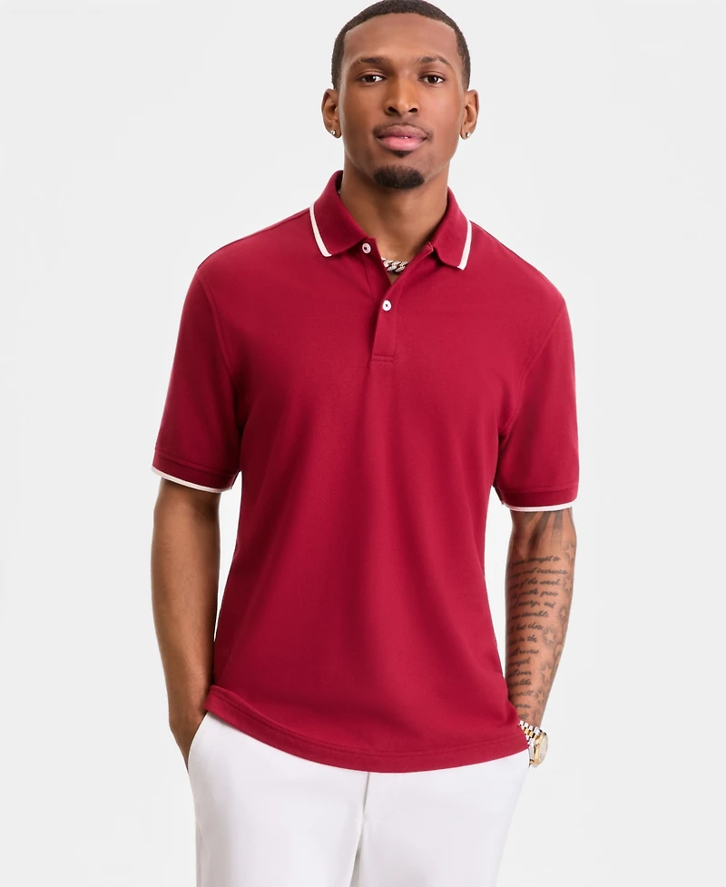 Club Room Men's Regular-Fit Tipped Performance Polo Shirt, Created for Macy's