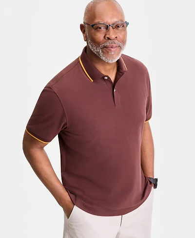 Club Room Men's Regular-Fit Tipped Performance Polo Shirt, Created for Macy's