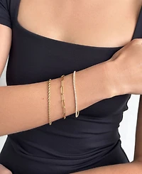 Adornia Gold Paperclip, Rope and Tennis Bracelet Set