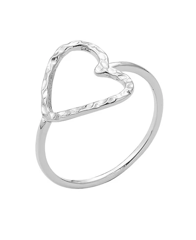 Adornia Silver Hammered Open Heart Ring