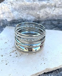 Adornia Silver Plated 8-Bangle Bracelet Set