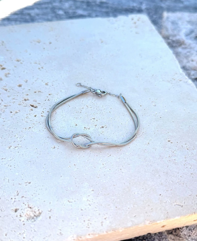 Adornia Tarnish Resistant Silver Plated Knotted Rope Chain Bracelet