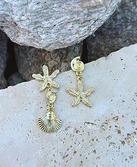 Adornia Gold Starfish and Shell Drop Earrings