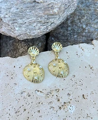 Adornia Gold Pearl-Studded Shell Drop Earrings