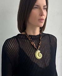 Adornia Gold Shell on Leopard Print Adjustable Necklace