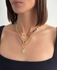 Adornia Gold 3-Layer Toggle and Confetti Necklace