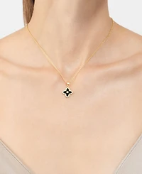 Adornia Cubic Zirconia Gold 2-Piece Black Inlay Clover Necklace and Earrings Set