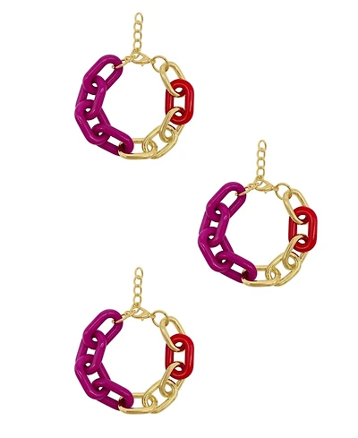 Adornia Gold 3-Pc. Color Link Bracelet Set