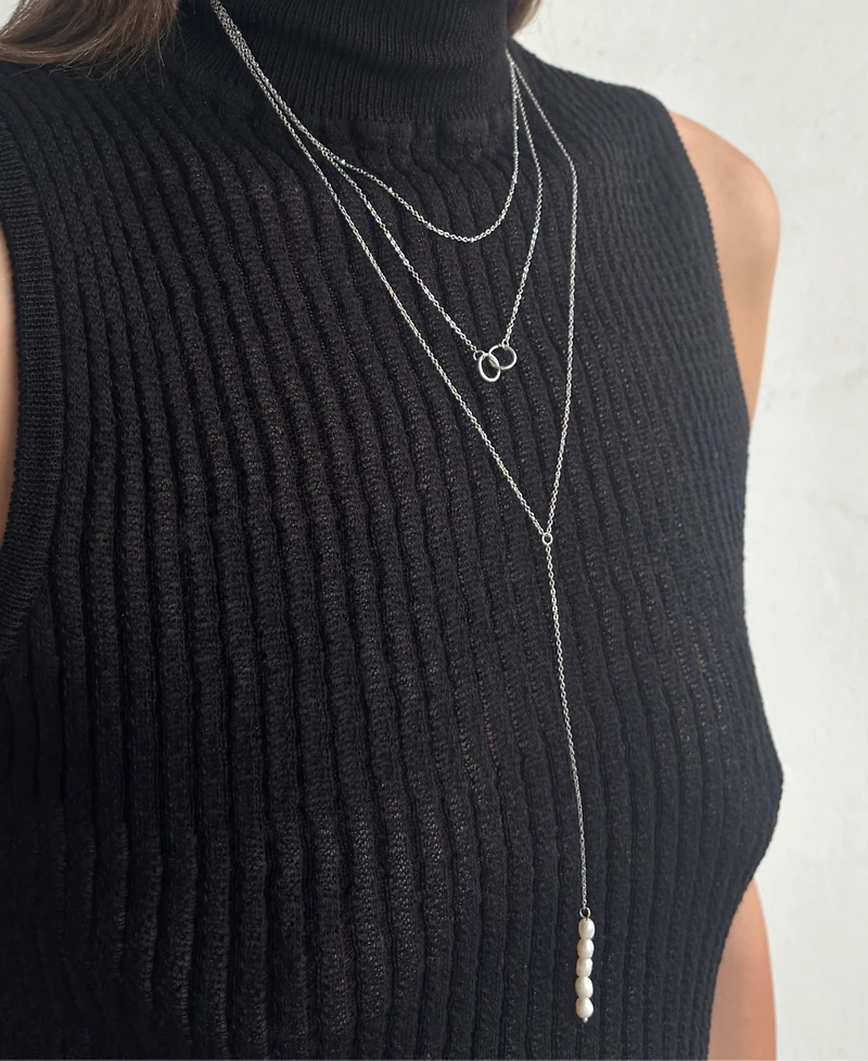 Adornia Silver 2-Piece Lariat Necklace Set