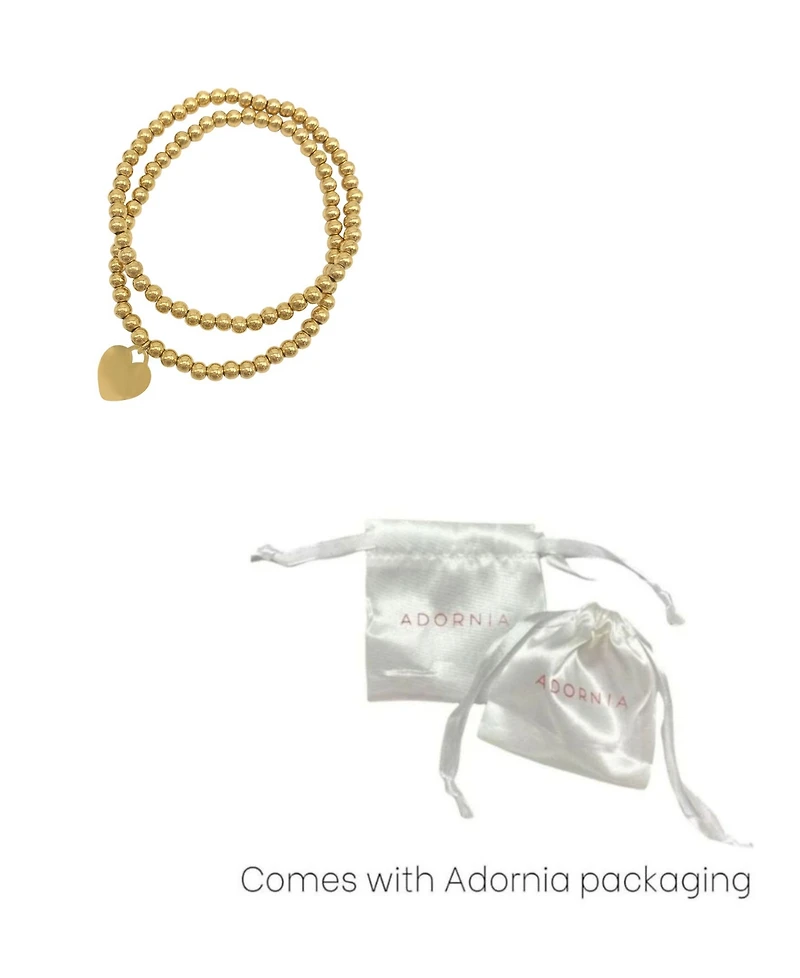 Adornia Gold 2-Piece Bead Heart Bracelet Set