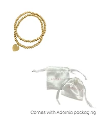 Adornia Gold 2-Piece Bead Heart Bracelet Set
