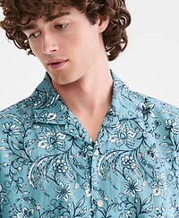 Sun + Stone Men's Linen & Cotton Floral-Print Camp Shirt, Macy's Exclusive