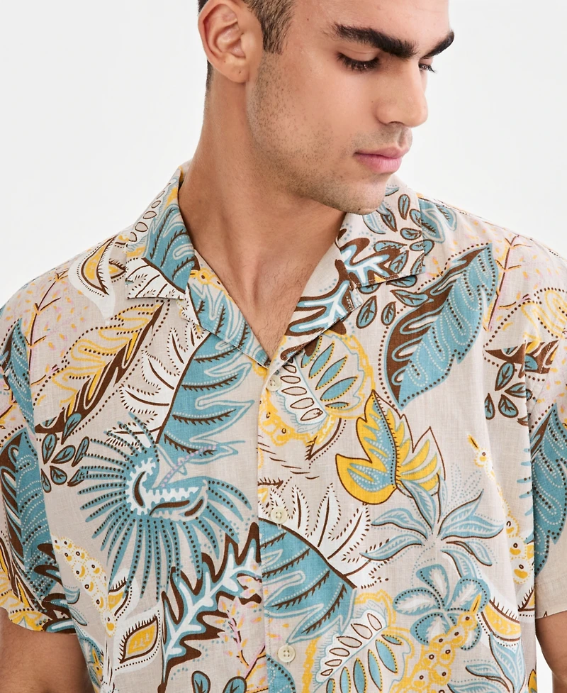 Sun + Stone Men's Reed Printed Short-Sleeve Camp Shirt, Macy's Exclusive