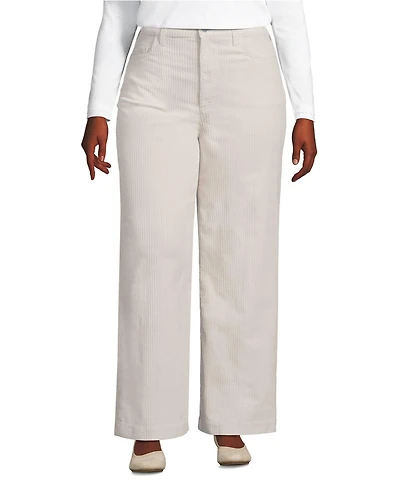 Lands' End Women's Plus High Rise Wide Leg Corduroy Pants