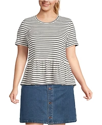 Lands' End Plus Short Sleeve Lightweight Jersey Crew Neck Peplum Tee