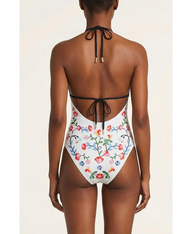 Jessie Zhao New York Women's Noir Bloom Reversible One Piece Swimsuit