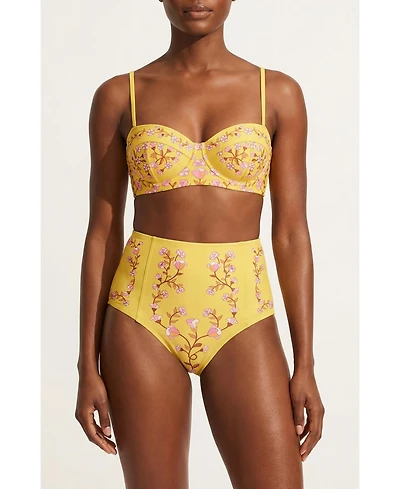 Jessie Zhao New York Women's Yellow Bloom Underwire Bikini Top