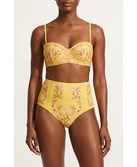 Jessie Zhao New York Women's Yellow Bloom Underwire Bikini Top
