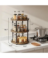 Yigii 12.2'' 3 Tier Wood Lazy Susan Turntable Organizer Spice Rack Kitchen Countertop Pantry Bathroom